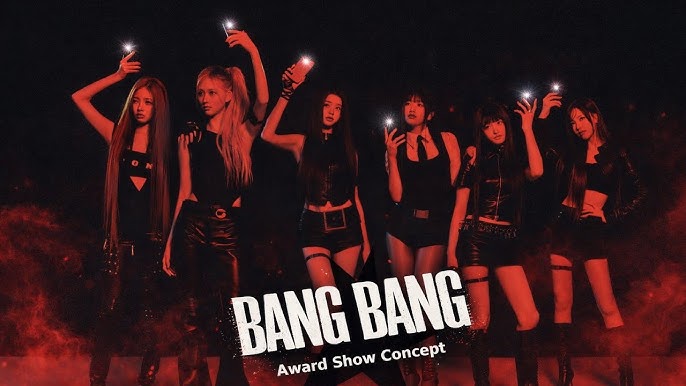 IVE en una imagen conceptual roja para BANG BANG