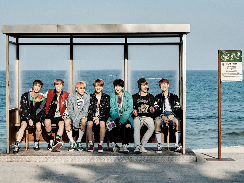 BTS group image matching the reflective tone of Spring Day.