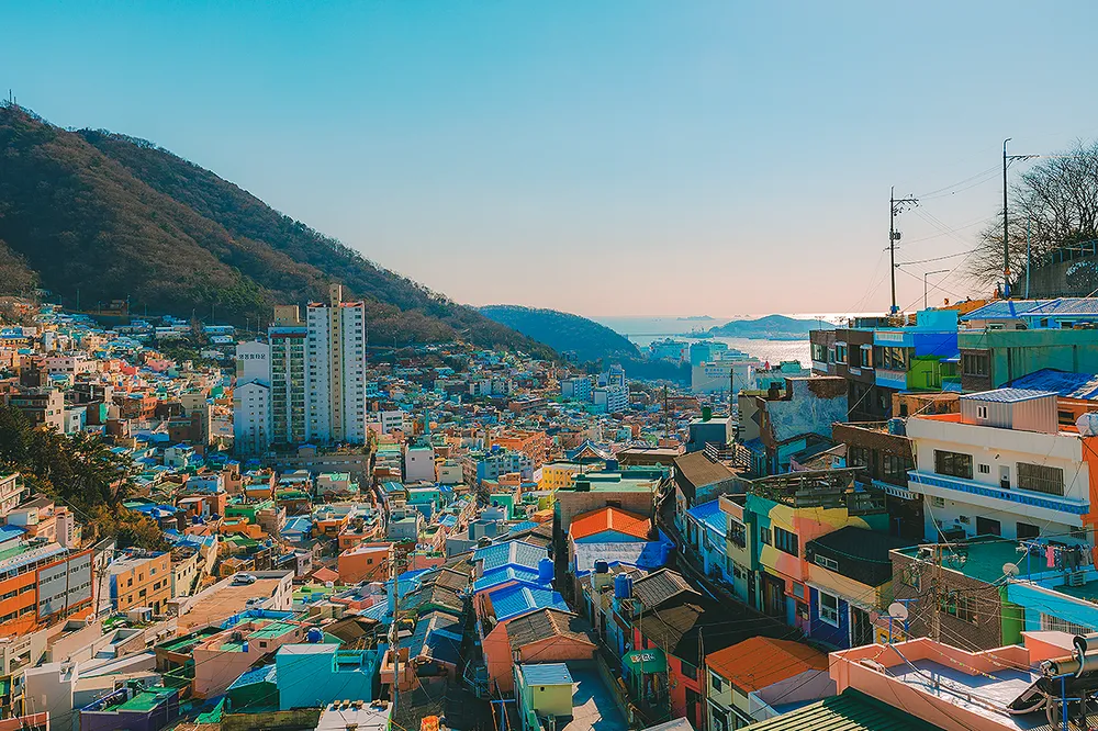 Viewpoint inside Gamcheon Culture Village with visitors walking through the area