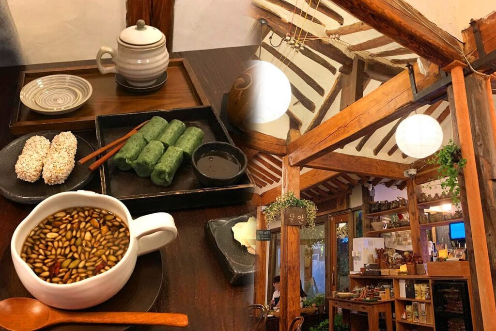 Uma casa de chá hanok ou um pátio tranquilo dentro de Jeonju Hanok Village